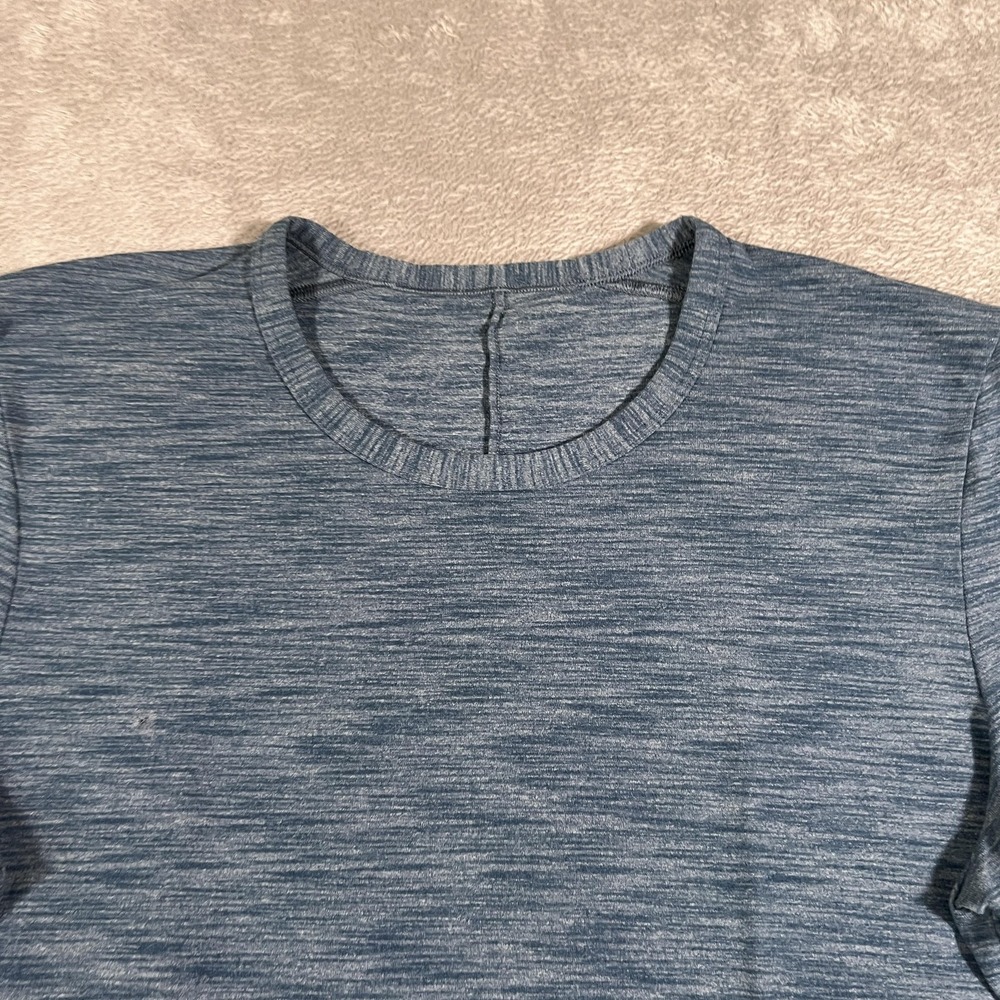 Lululemon Pulse Slub Shirt Mens Large Blue Short Sleeve Crewneck Athletic Casual